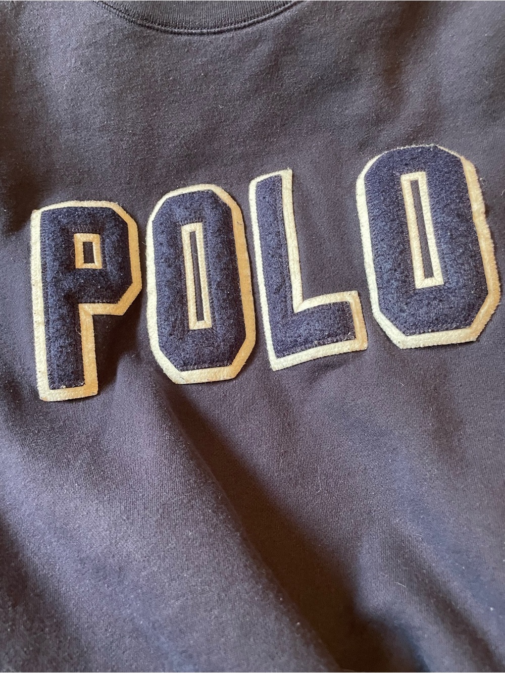 VTG  Polo Ralph Lauren Mens Size M Crewneck Sweatshirt Navy Blue POLO Spell Out - Picture 7 of 10